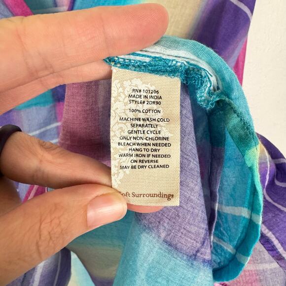 Soft Surroundings | Painterly Plaid Oversized Lightweight Popover Tunic Top - Picture 10 of 11